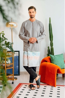 TUSCA MEN | Leon Long Sleeves Classic Kurta in Cool Grey